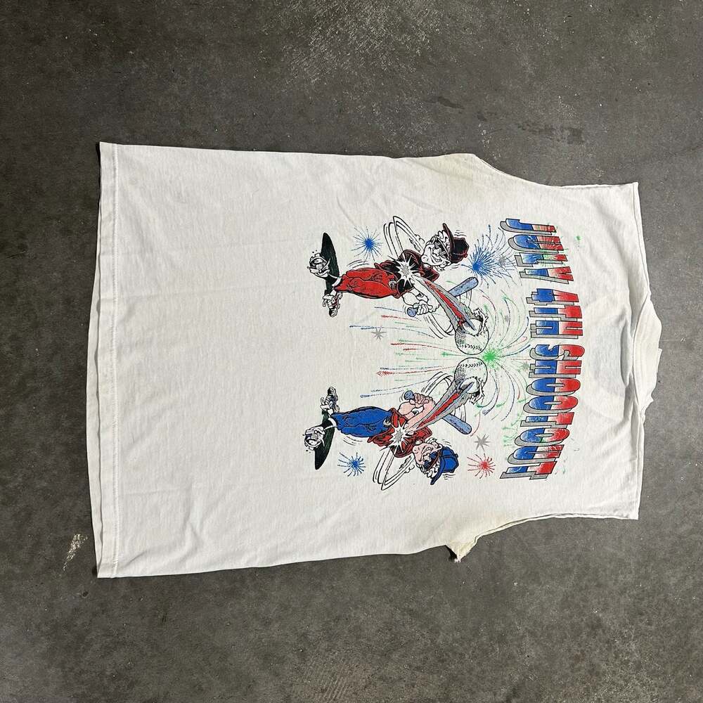 Vintage 90s July 4th Baseball Shootout Sleeveless Graphic Tee Knoxville TN